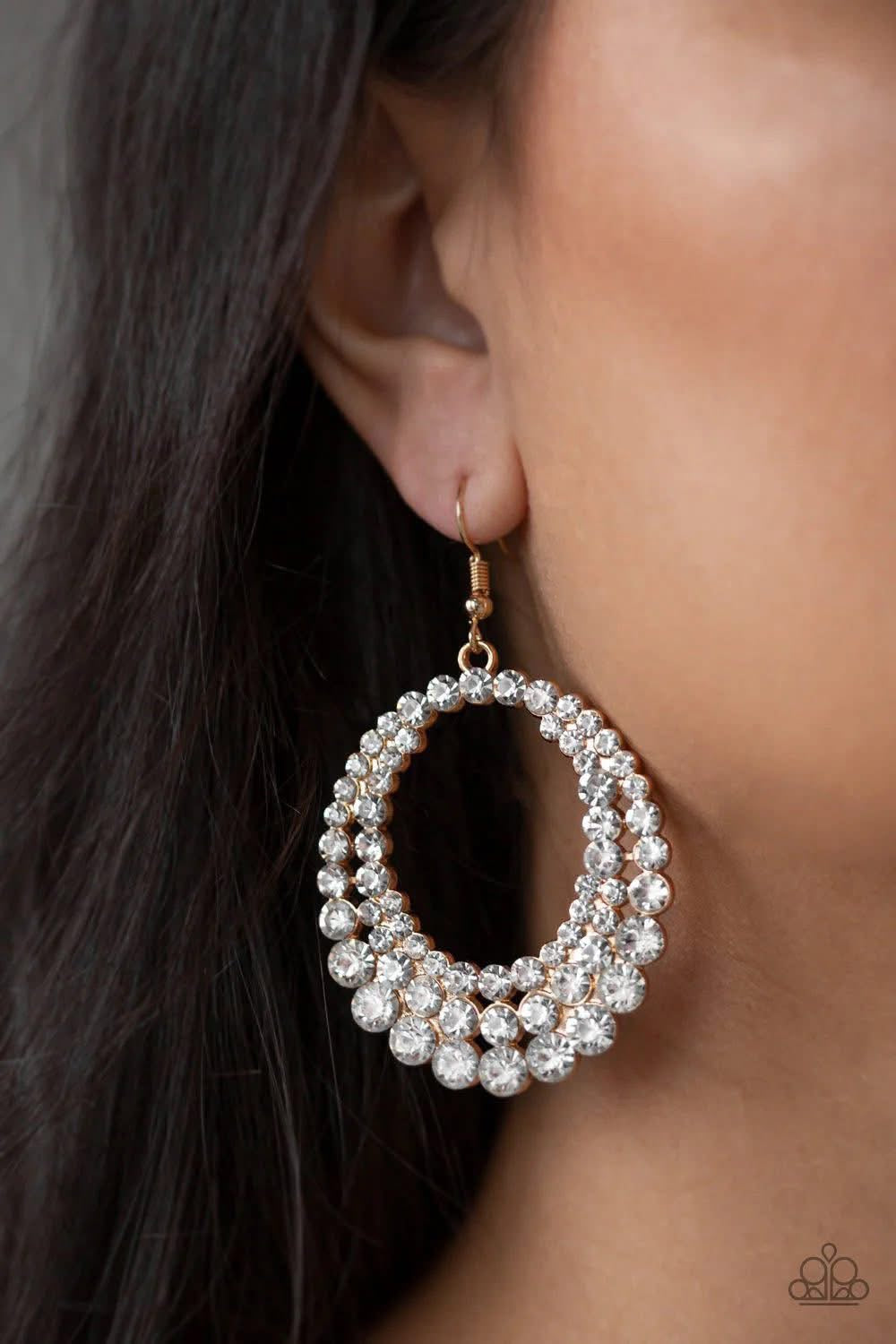 Gold white rhinestone