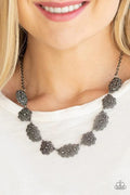 Black filigree gunmetal rhinestones